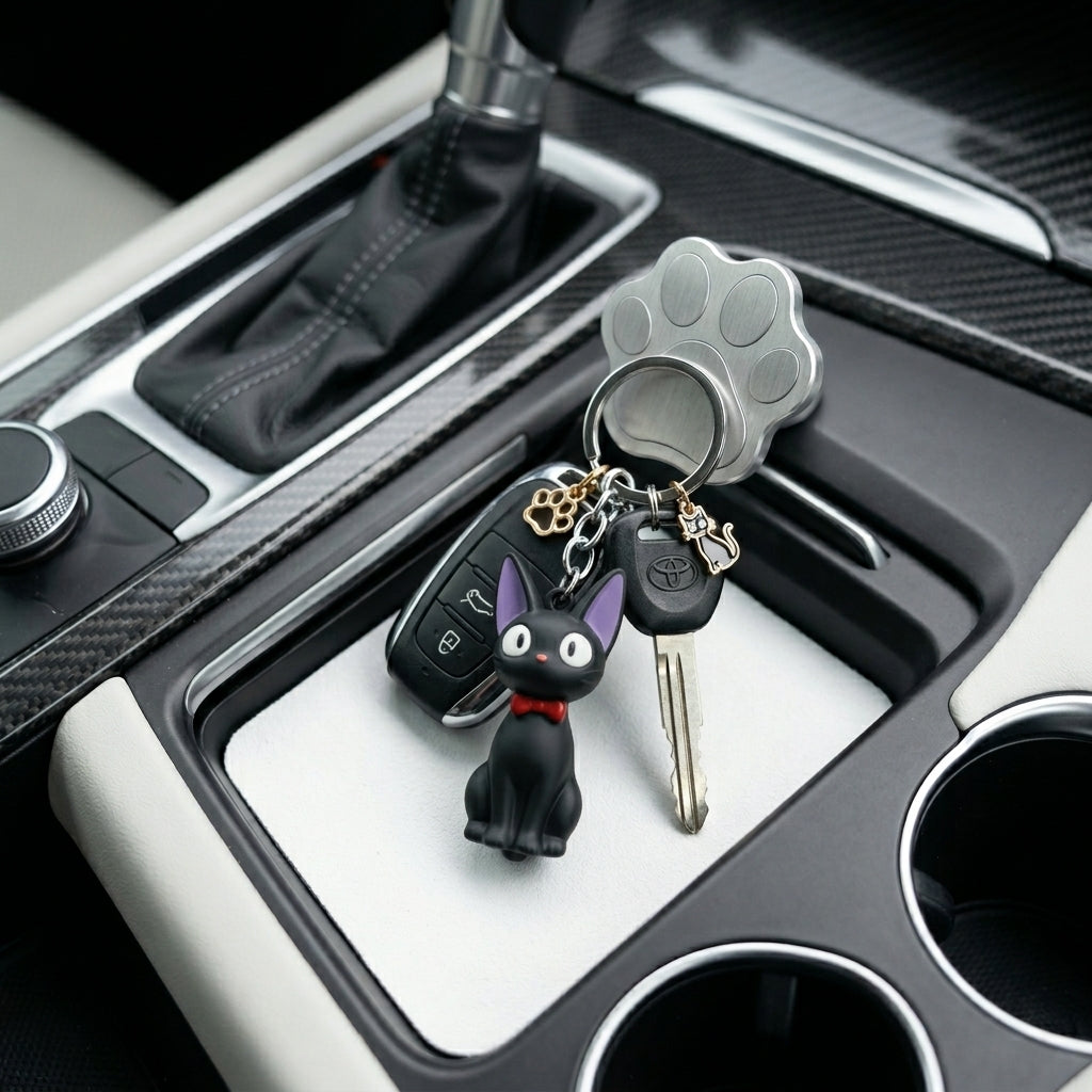 Ghibli-Inspired Anime Jiji Black Cat Keychain