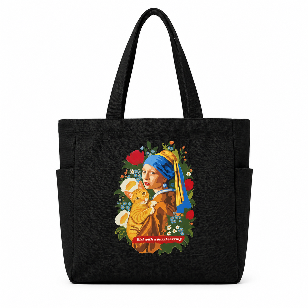 Girl with Purrl Tote Bag