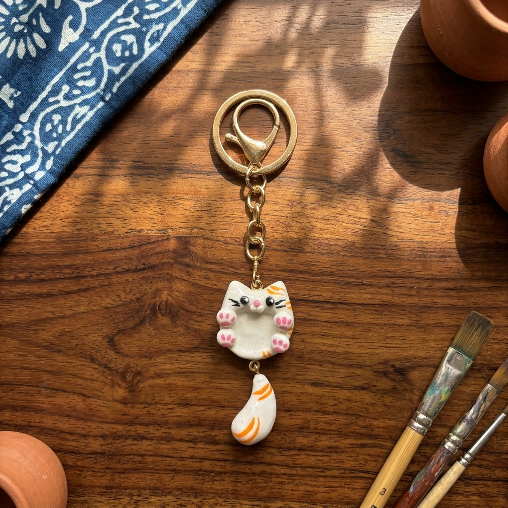 Handmade Tabby Cat Keychain — Limited Edition