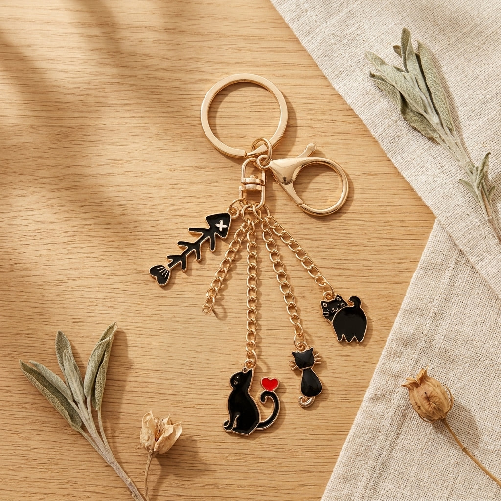 Cat Tales Charm Keychain