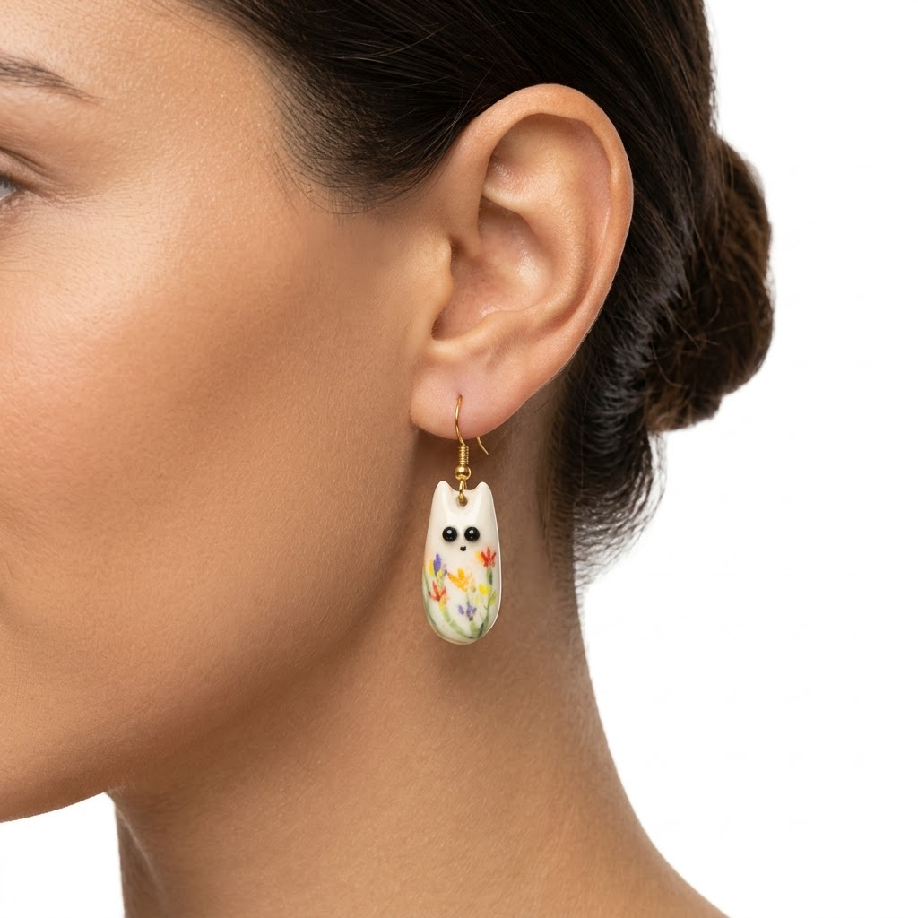 Floral Cat Earrings Limited Edition