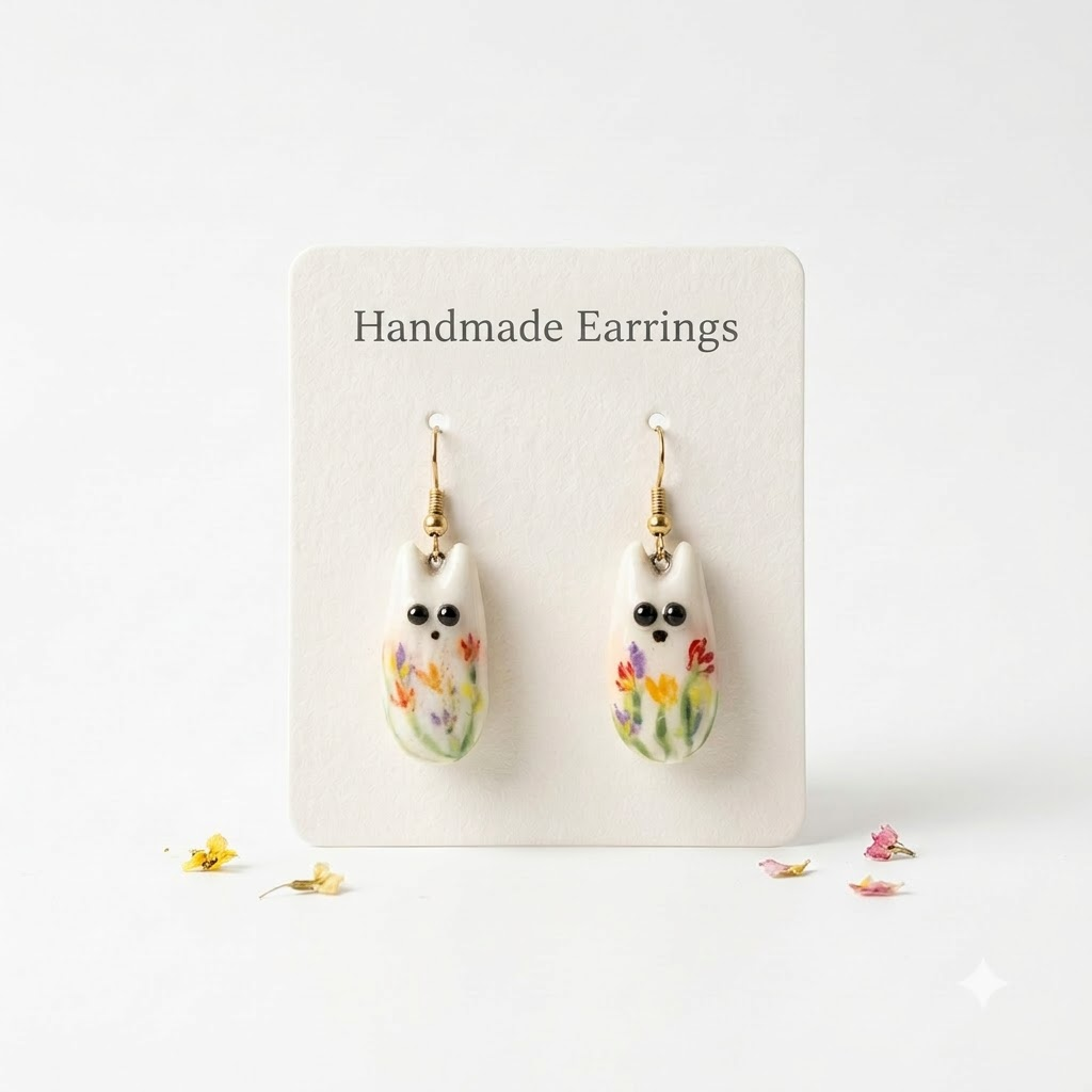 Floral Cat Earrings Limited Edition