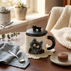 Ceramic Cat Mug with Lid