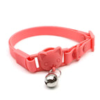 Peach waterproof cat collar with cat face buckle and silver bell from Soulpurrpose pet accessories