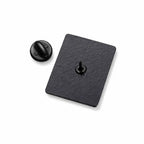 Black enamel pin back with clutch, Soulpurrpose accessory on white background