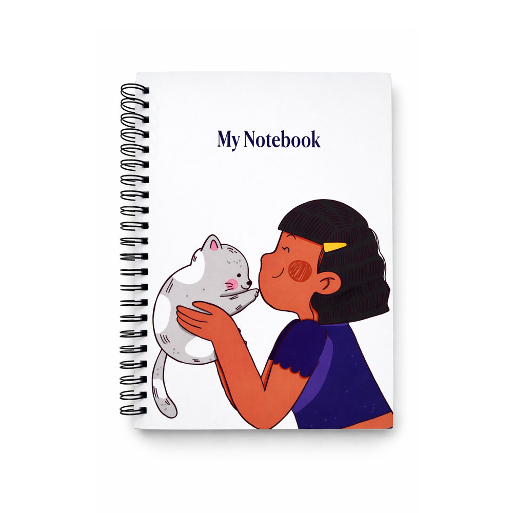 Girl with her Cat Spiral Notebook - Soulpurrpose