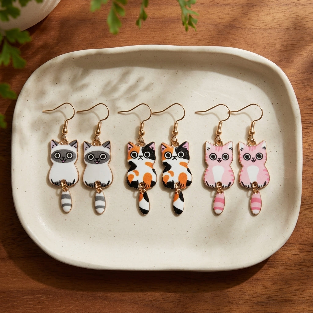 Cat Shape Earrings – 1 Sets of 3 Pairs